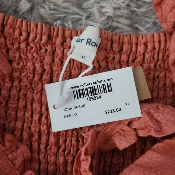 Roller Rabbit Jona Maxi Dress‎ In Mango Orange Women's Size XL - Picture 5 of 12